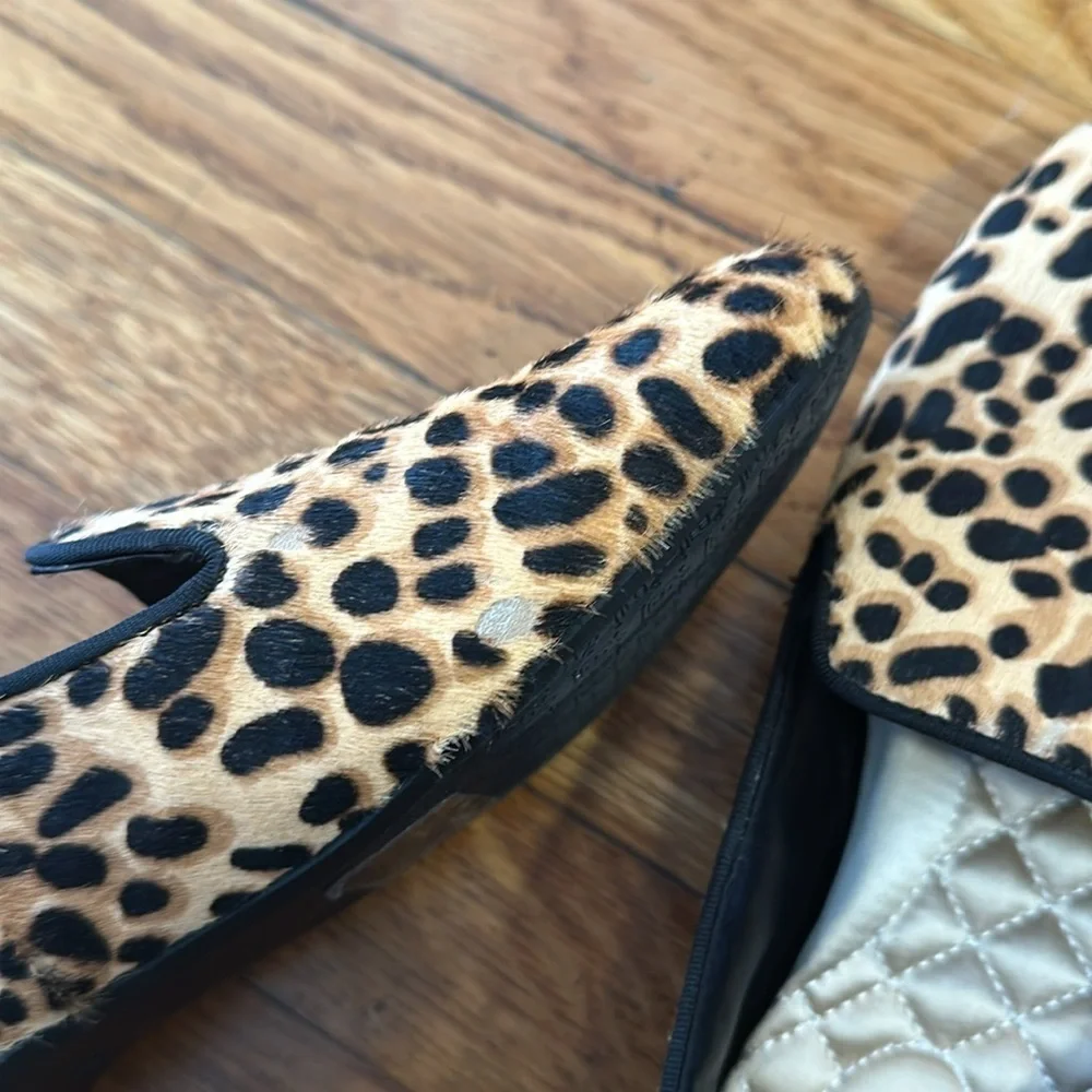 BIRDIES the starling cheetah animal print haircalf loafer flats shoes 7 slip on
